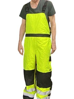 OccunoMix High-Visibility Reflective Work Safety Overalls*Bibs*Yellow & Black*XL